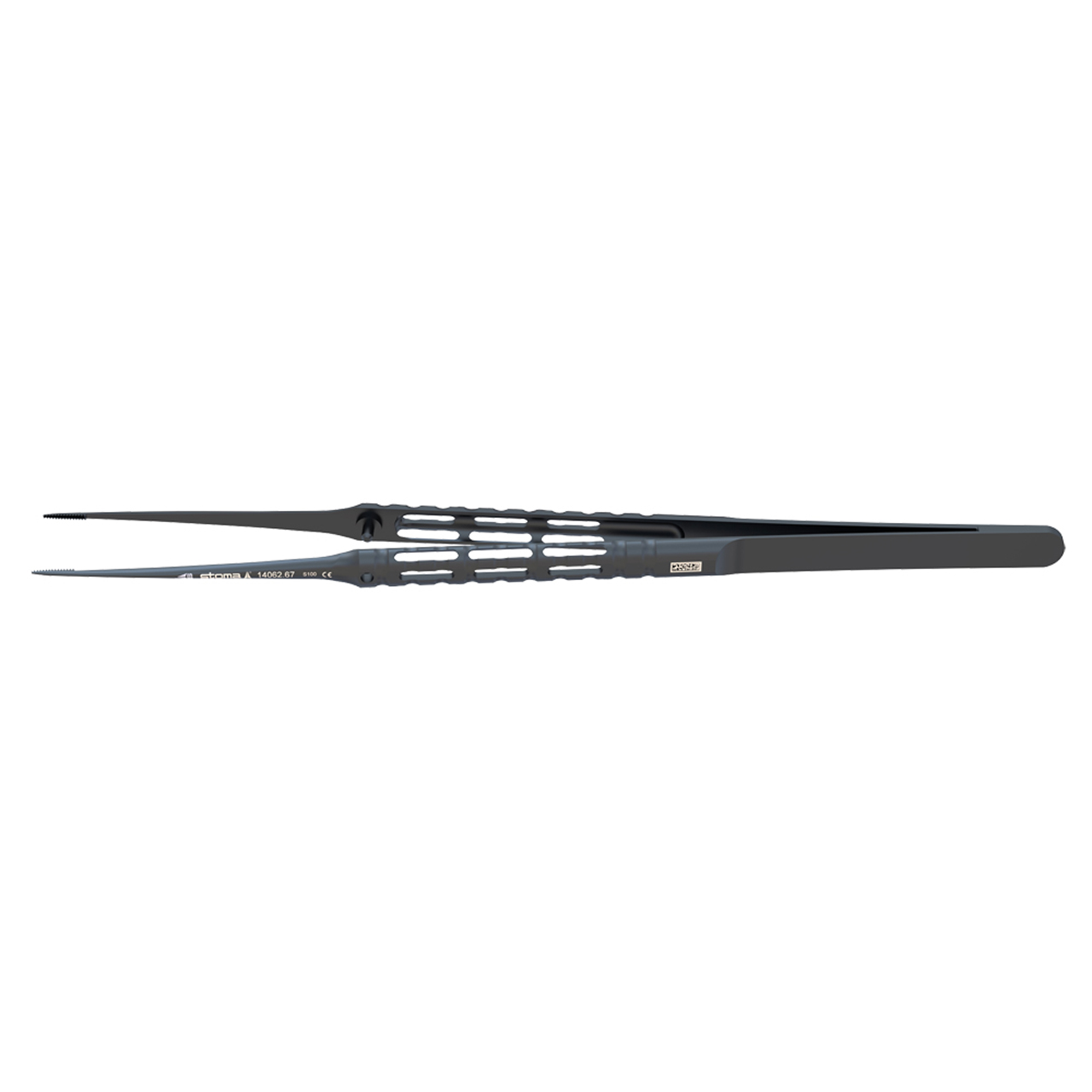 Pinzette, Cooley, atraumatisch, 0,6 mm, gerade, 17,5 cm, hy-light® dark line