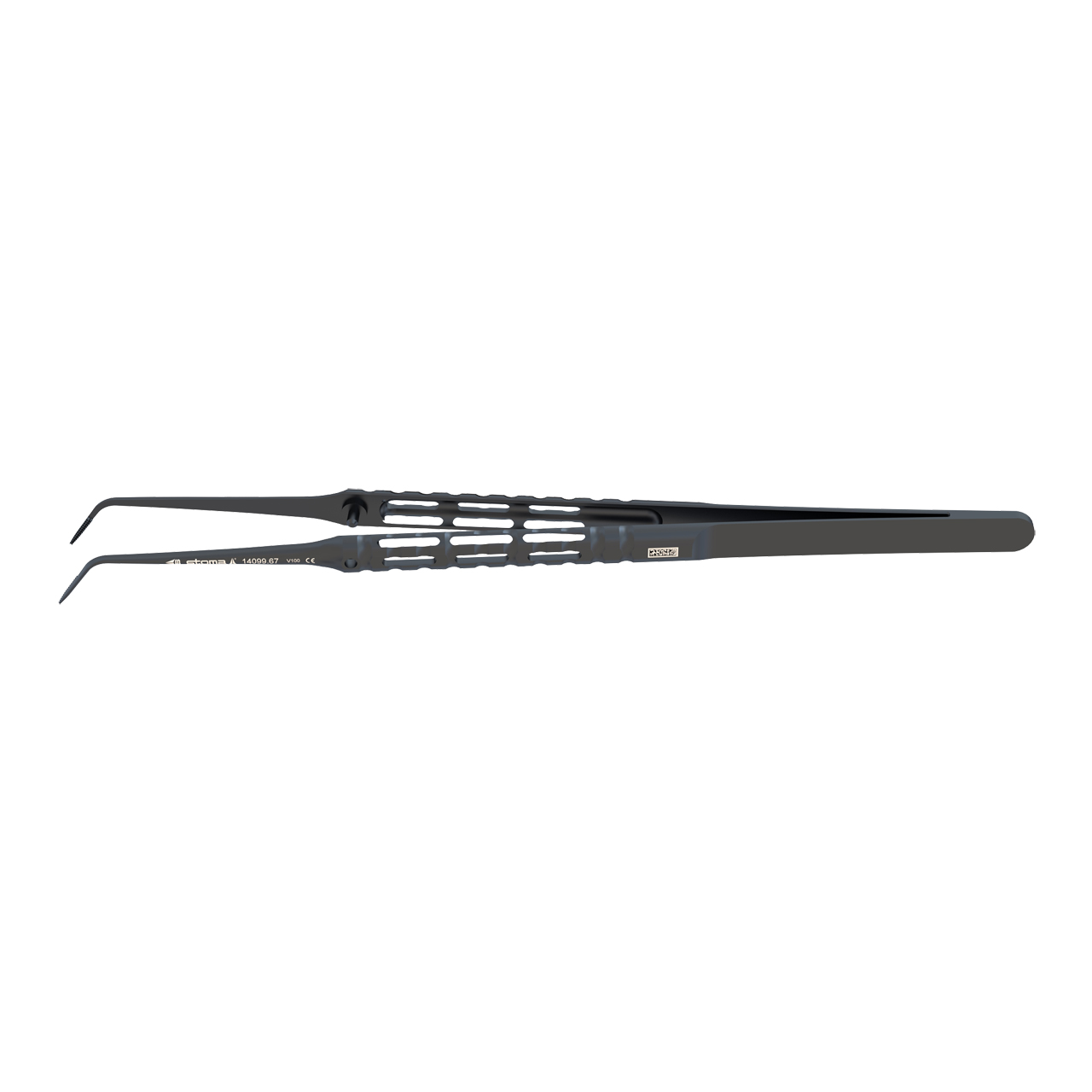Pinzette, Cooley, atraumatisch, 0,8 mm, gebogen, 17 cm, hy-light® dark line