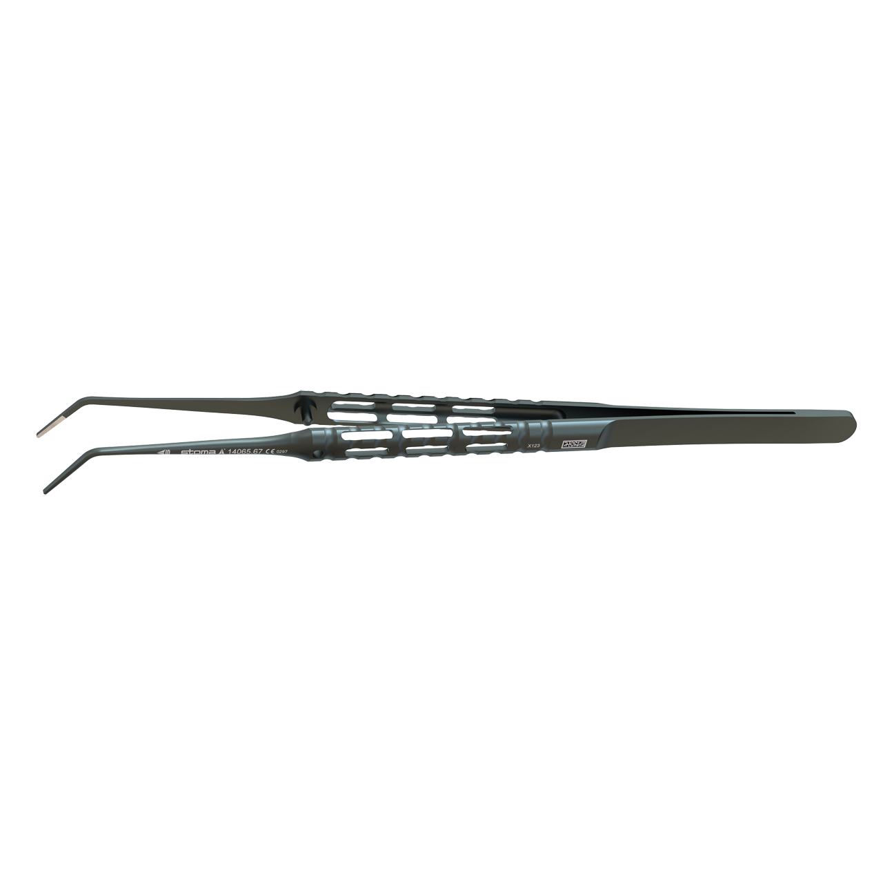 Pinzette, diamantiert, anatomisch, 0,8 mm, gebogen, 17,5 cm, hy-light® dark line