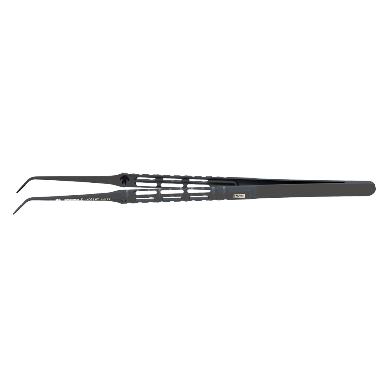 Pinzette, Cooley, atraumatisch, 0,6 mm, gebogen, 17 cm, hy-light® dark line