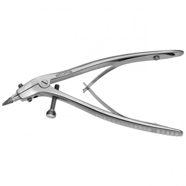 Telescope crown pliers, curved, with 2 replaceable diamond plated insets