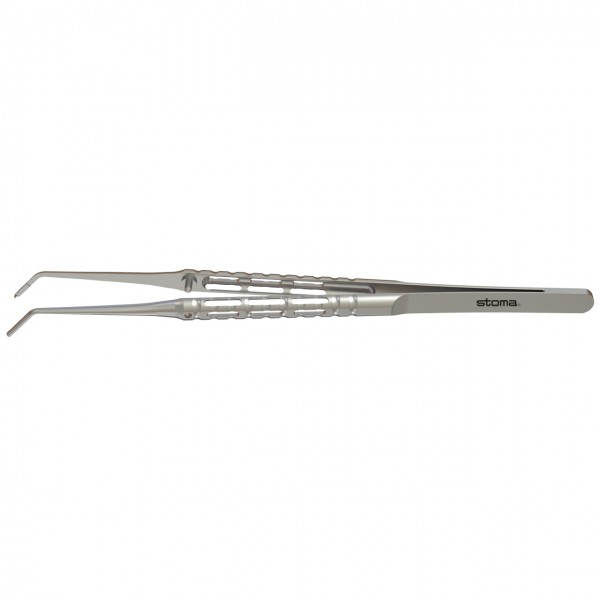 Tissue forceps, surgical, 1:2 teeth, 0,6 mm, curved, 17,5 cm, hy-light®