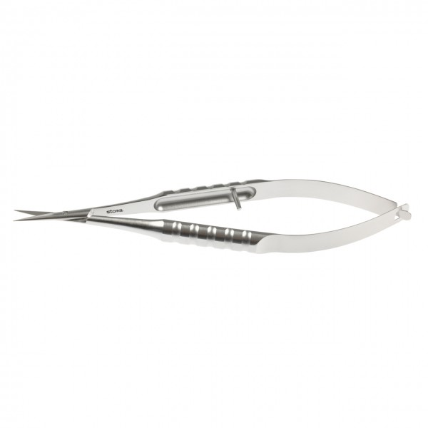 Micro-scissors, Mini-Gomel, toothed, straight, 11 cm
